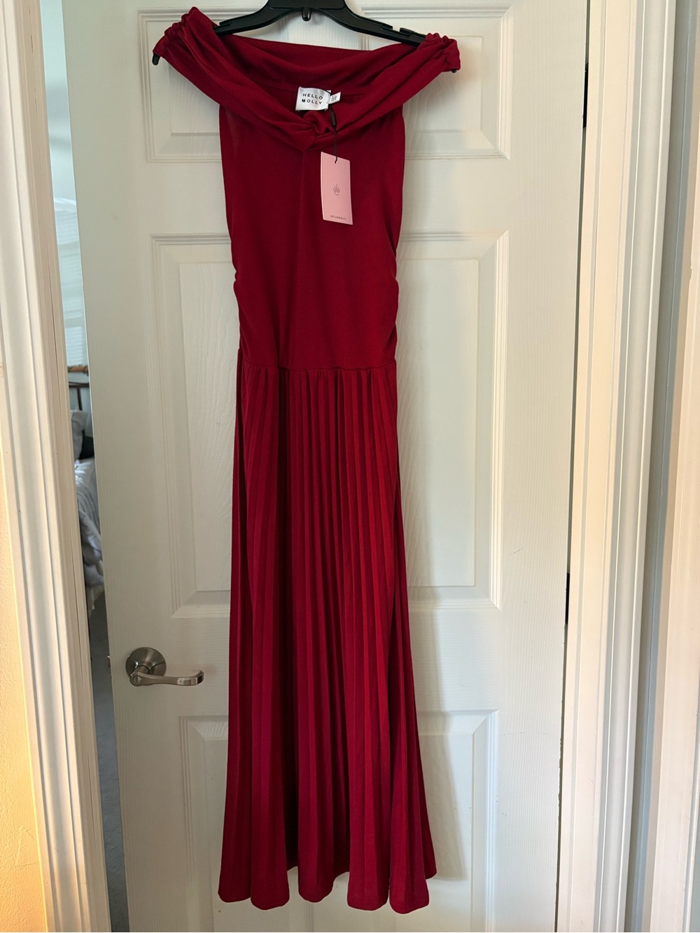 NWT Hello Molly Off-Shoulder Red Pleated Dress